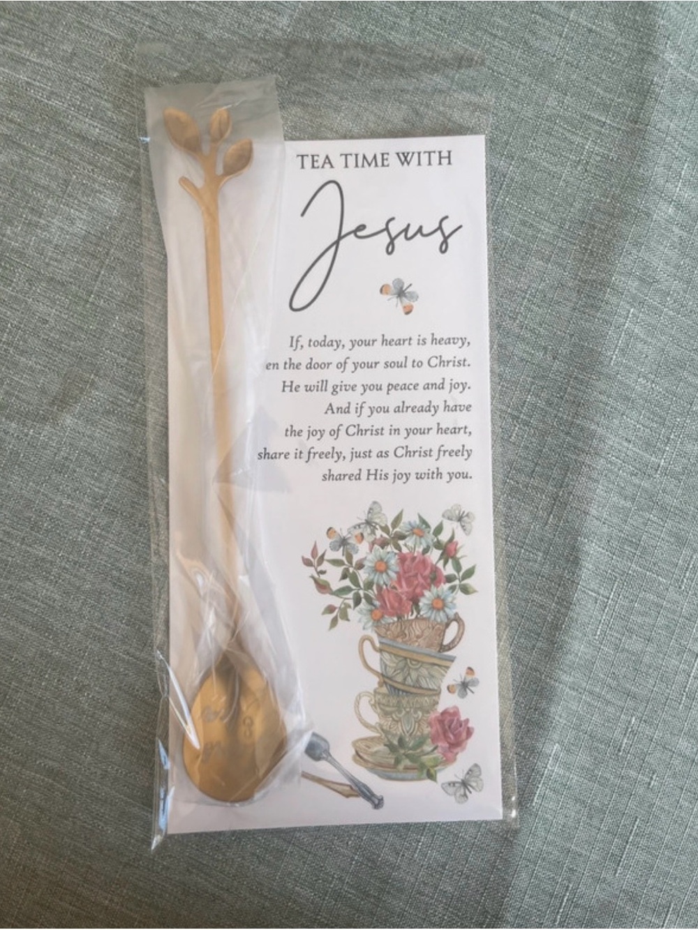 Gold Teaspoon w/Prayer Card - Inspirational Gift